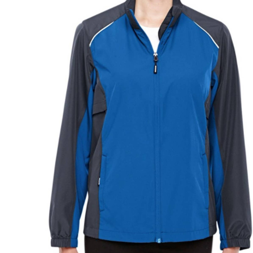 Small Ladies' Stratus Colorblock Lightweight Jacket, Royal/Carbon